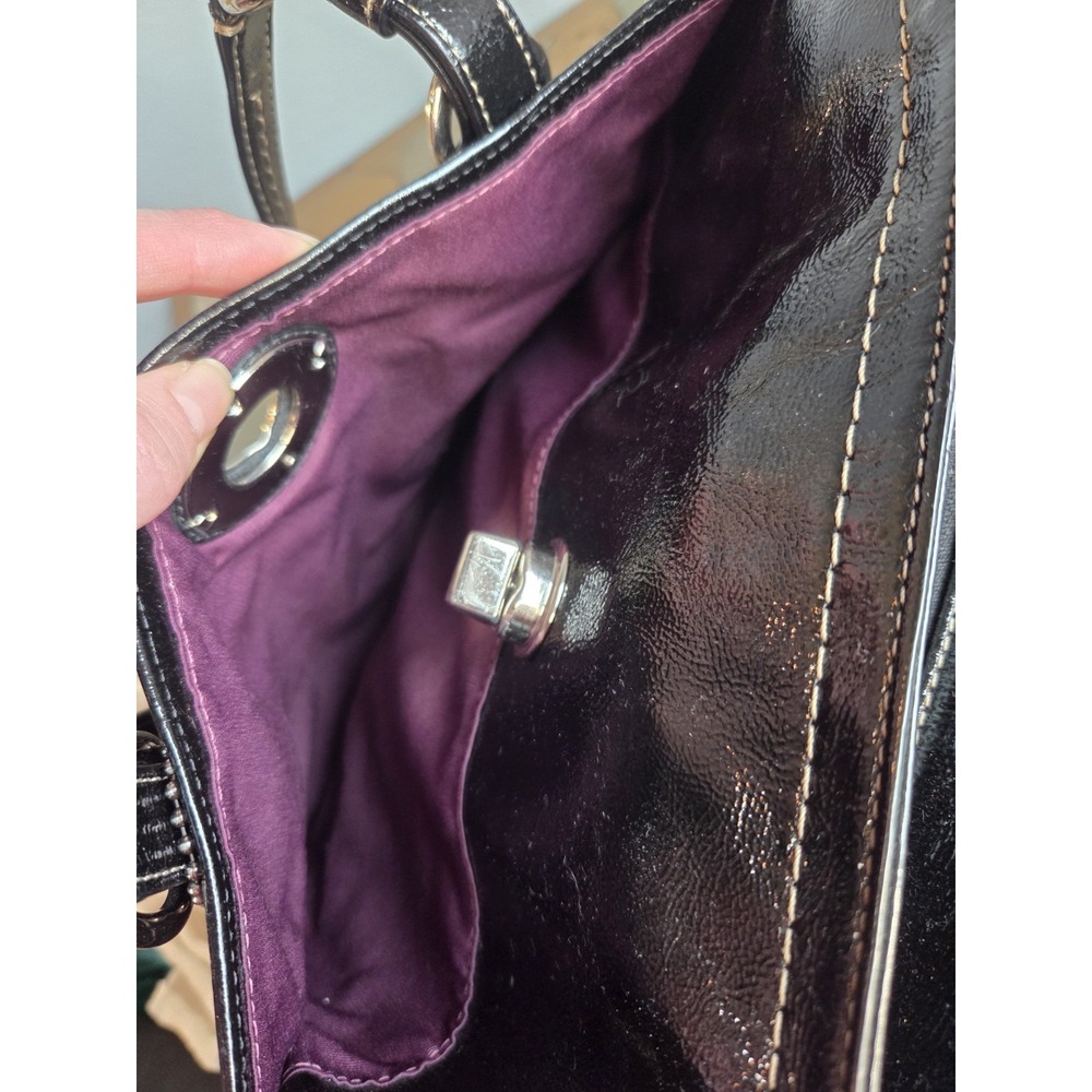 Coach Chelsea Black Patent Leather Shoulder Bag Crossbody 2009 Purple liner Y2K - Picture 5 of 9